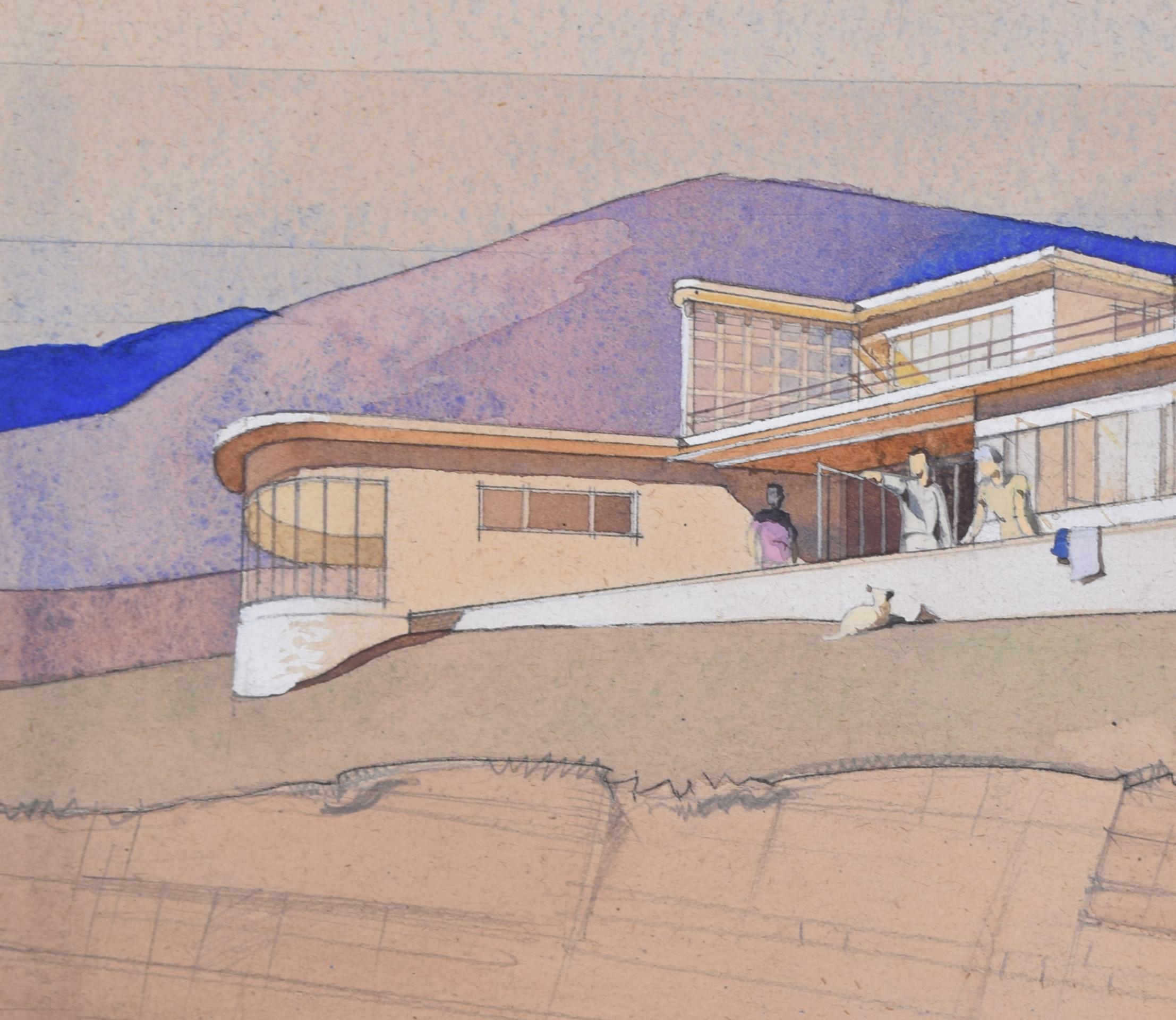 Architectural design for House on Round Island, Poole Harbour by Edward Maufe For Sale 1