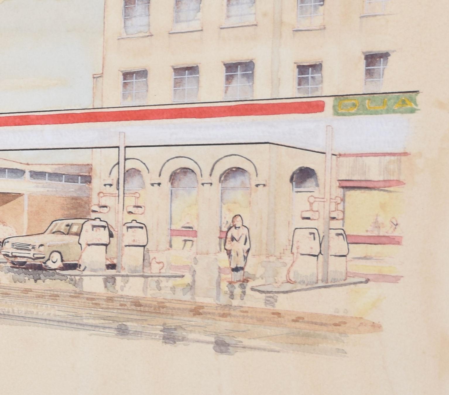Bloomfields Car Showroom and Esso Garage, Camberwell Road, London SE5 painting For Sale 3