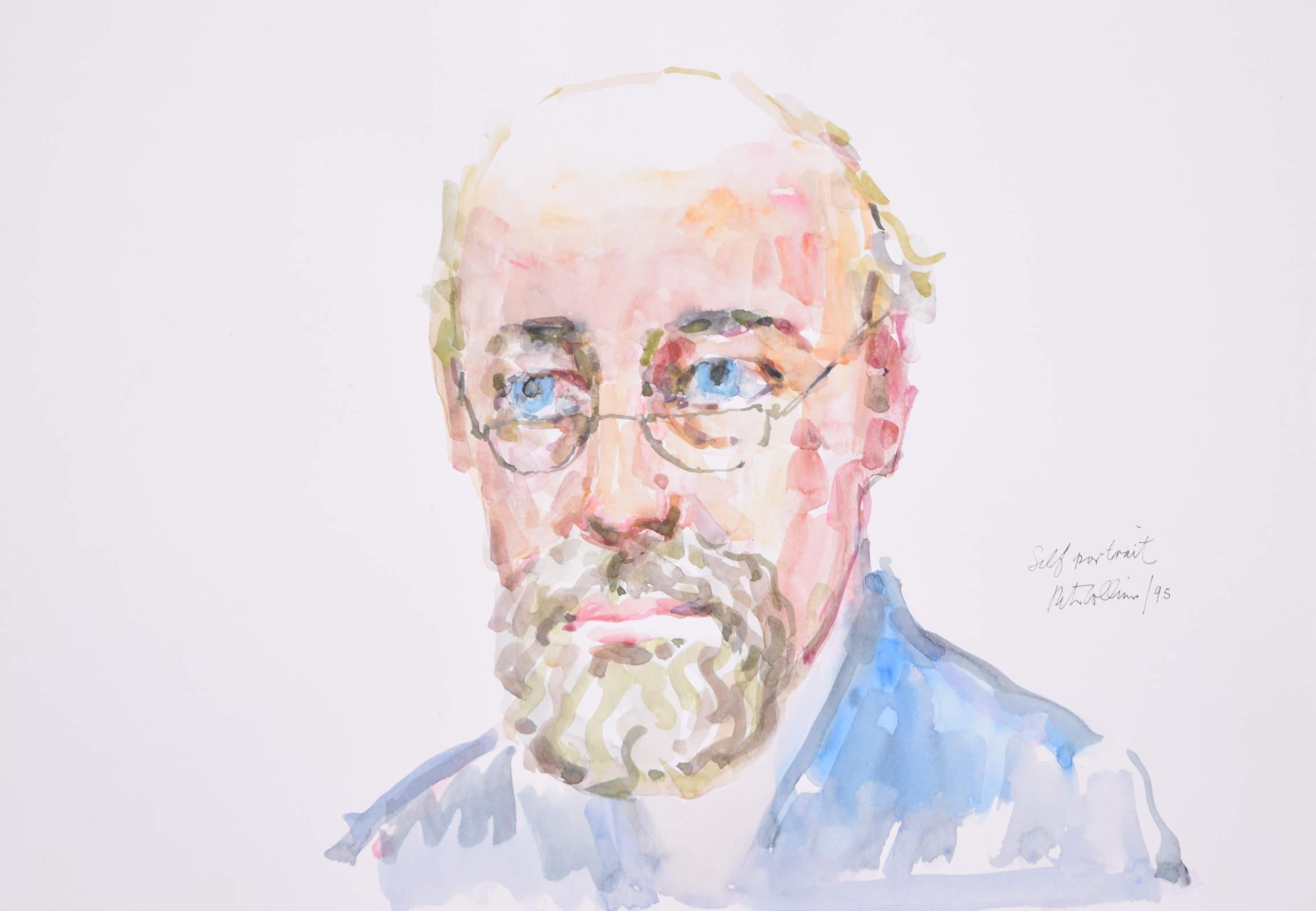Self-Portrait watercolour by Peter Collins ARCA