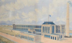 Grand dessin architectural de 1906 pour Sir Philip Sidney Stott pour Crest Mill Rochdale