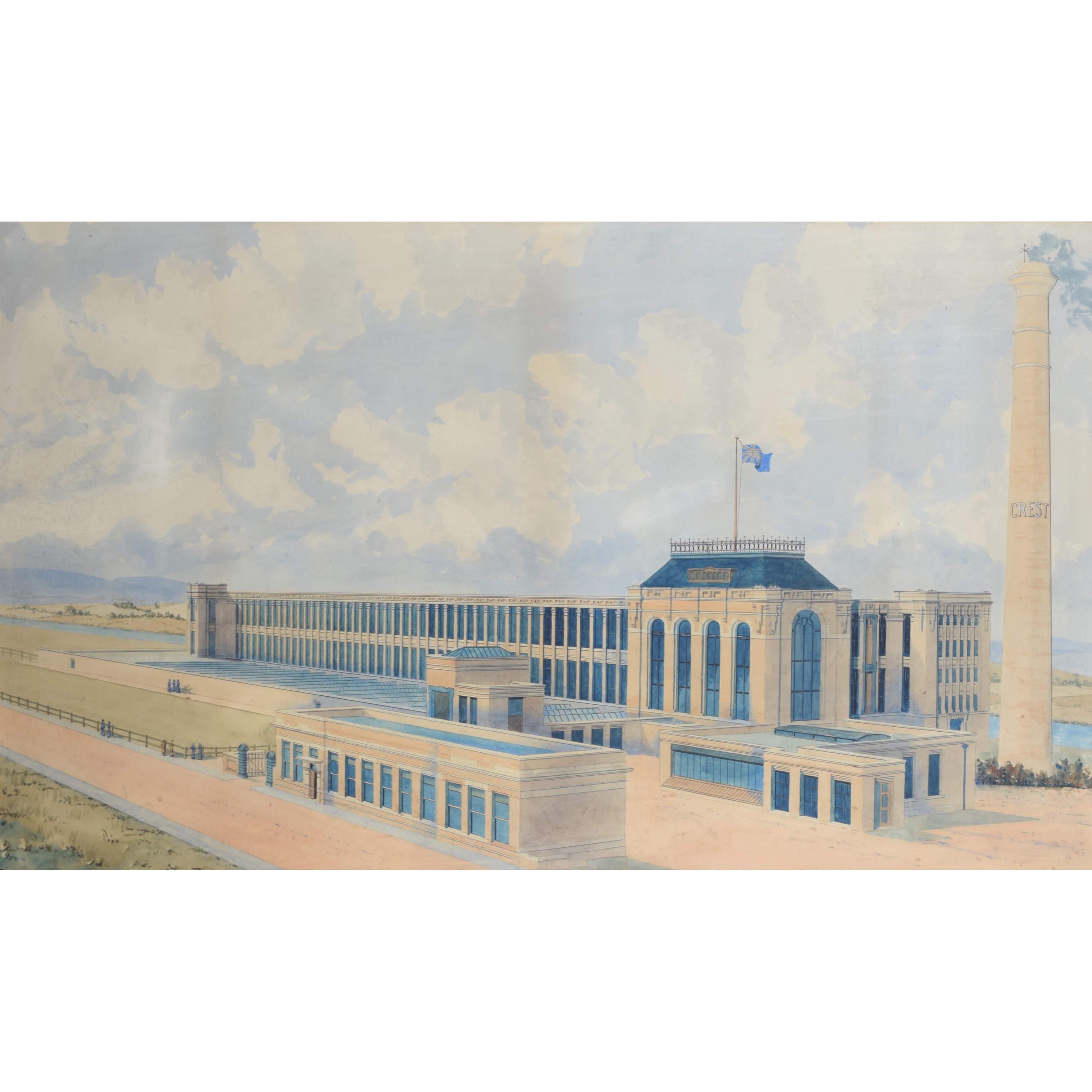 Crest Mill Rochdale, große architektonische Zeichnung von 1906 für Sir Philip Sidney Stott im Angebot 4