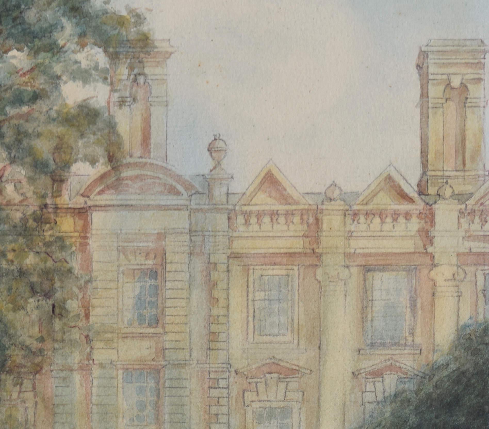 Clare College, Cambridge watercolour by Alfred Allan For Sale 2