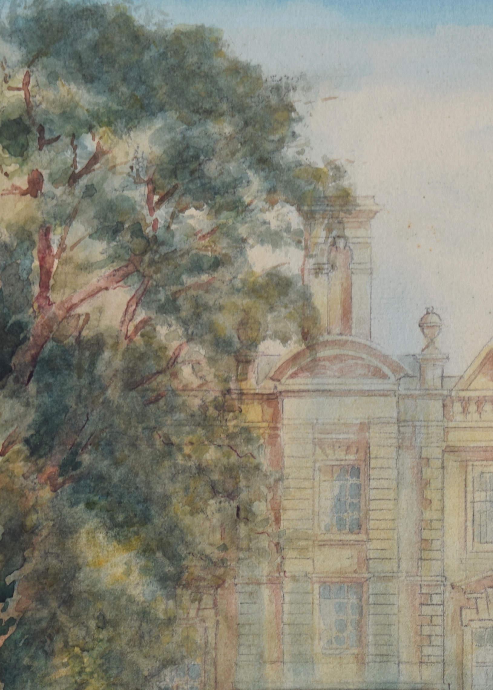 Clare College, Cambridge watercolour by Alfred Allan For Sale 1