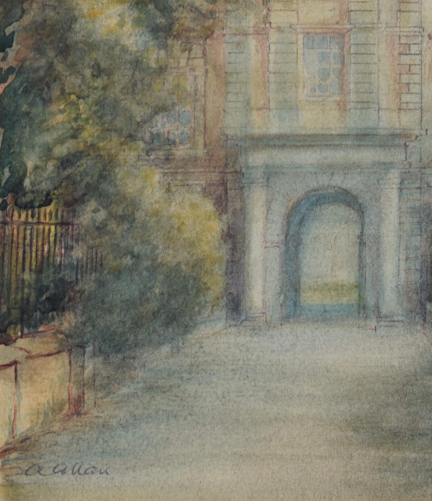 Clare College, Cambridge watercolour by Alfred Allan For Sale 3