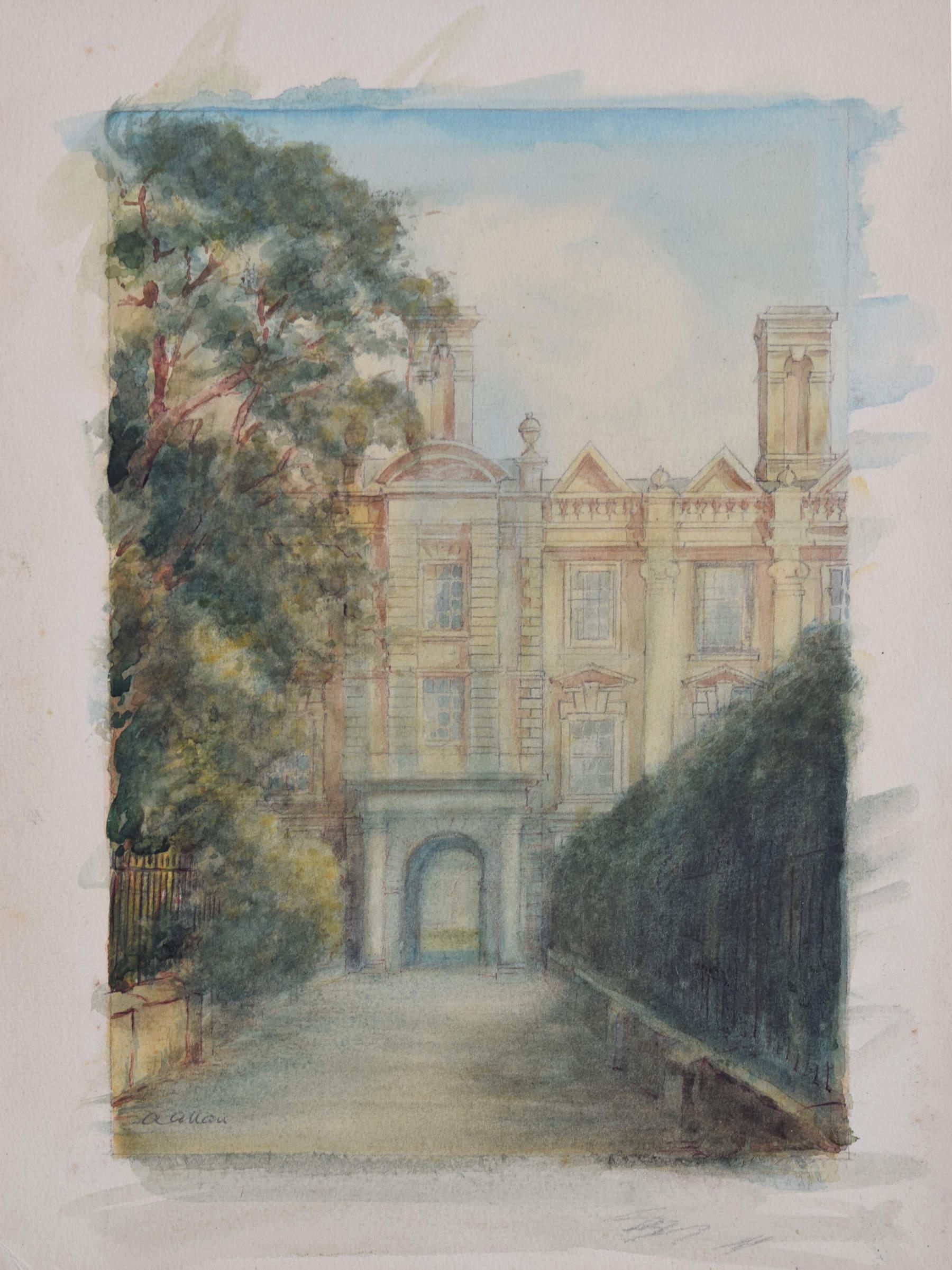 Clare College, Cambridge watercolour by Alfred Allan For Sale 5