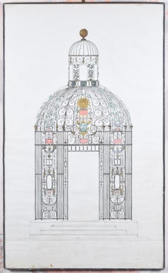 Design for 'Bird Cage' Arbour, Melbourne Hall, Derbyshire by Louis Osman FRIBA