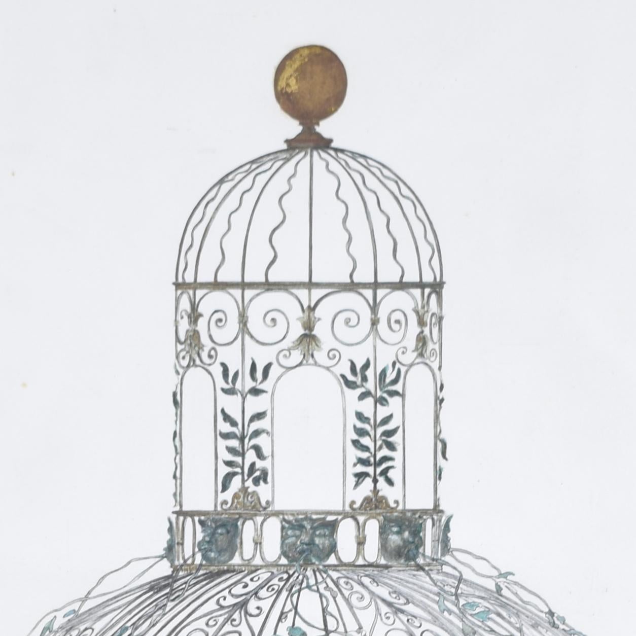 Design for 'Bird Cage' Arbour, Melbourne Hall, Derbyshire by Louis Osman FRIBA For Sale 1