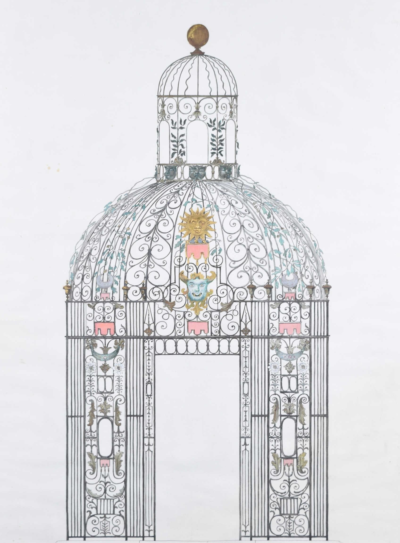 Design for 'Bird Cage' Arbour, Melbourne Hall, Derbyshire by Louis Osman FRIBA For Sale 4