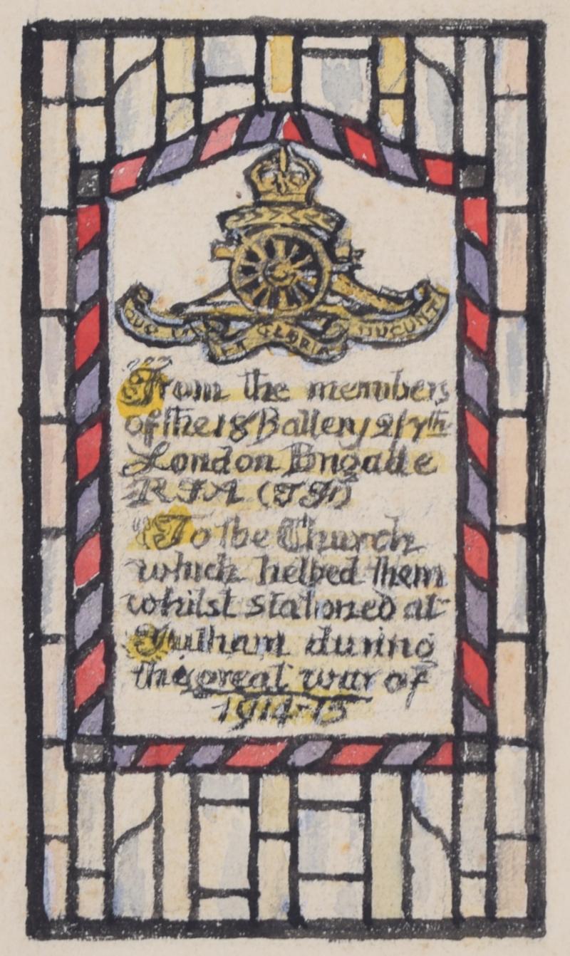 To see more, scroll down to "More from this Seller" and below it click on "See all from this Seller." 

Reginald Hallward (1858 - 1948)
Stained glass window design for St Etheldreda's, Fulham
Pencil and gouache
12 x 7 cm

With pencil annotations by