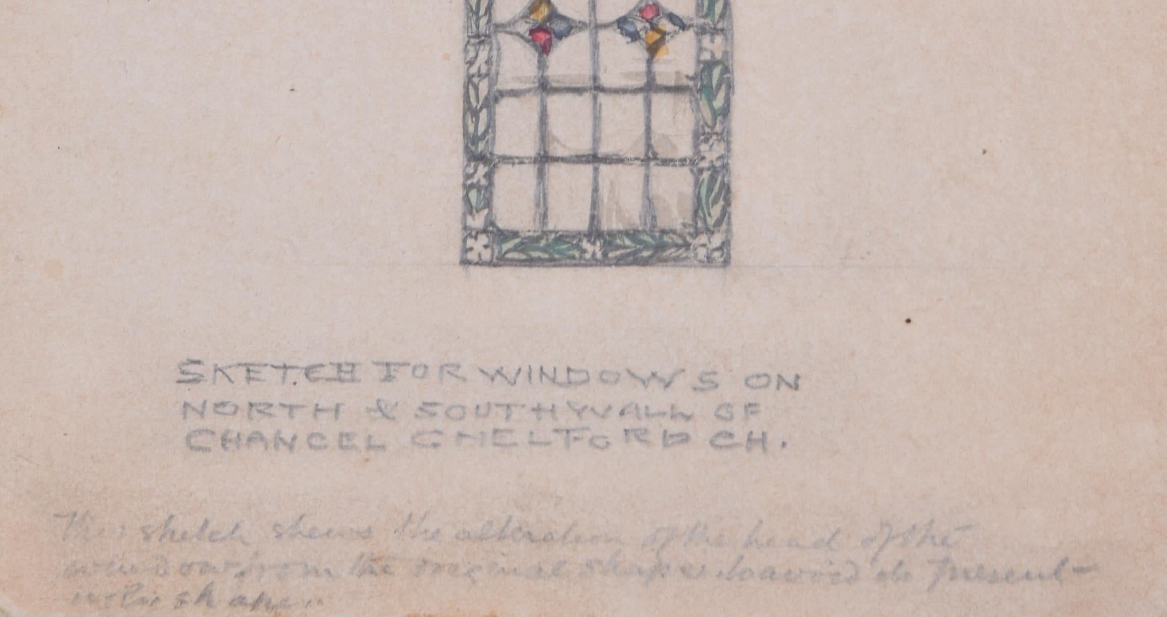Chelford Church stained glass window design by Reginald Hallward For Sale 4