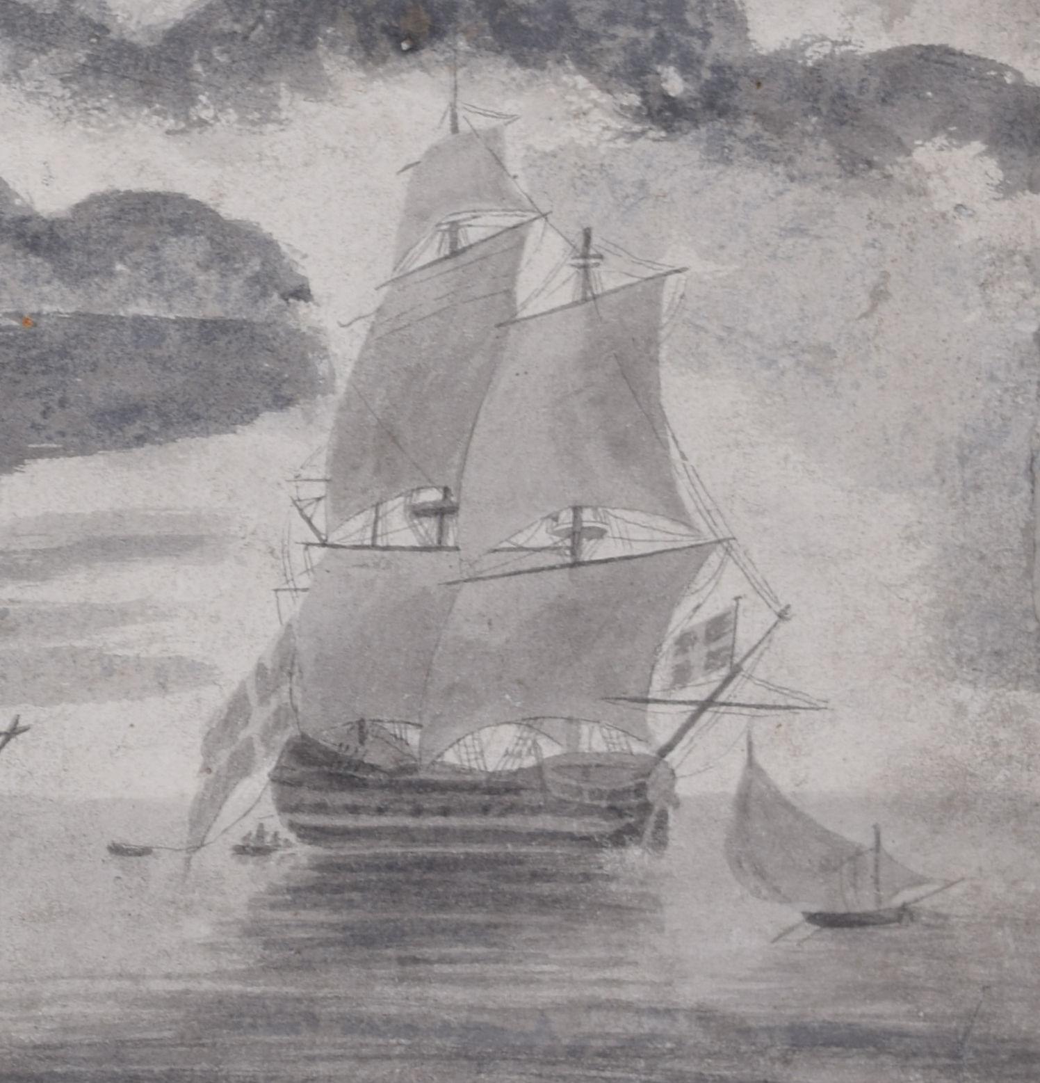 Trident on the Shore Meereslandschaft Zeichnung 19. Jahrhundert John Cantiloe Joy William Joy im Angebot 3