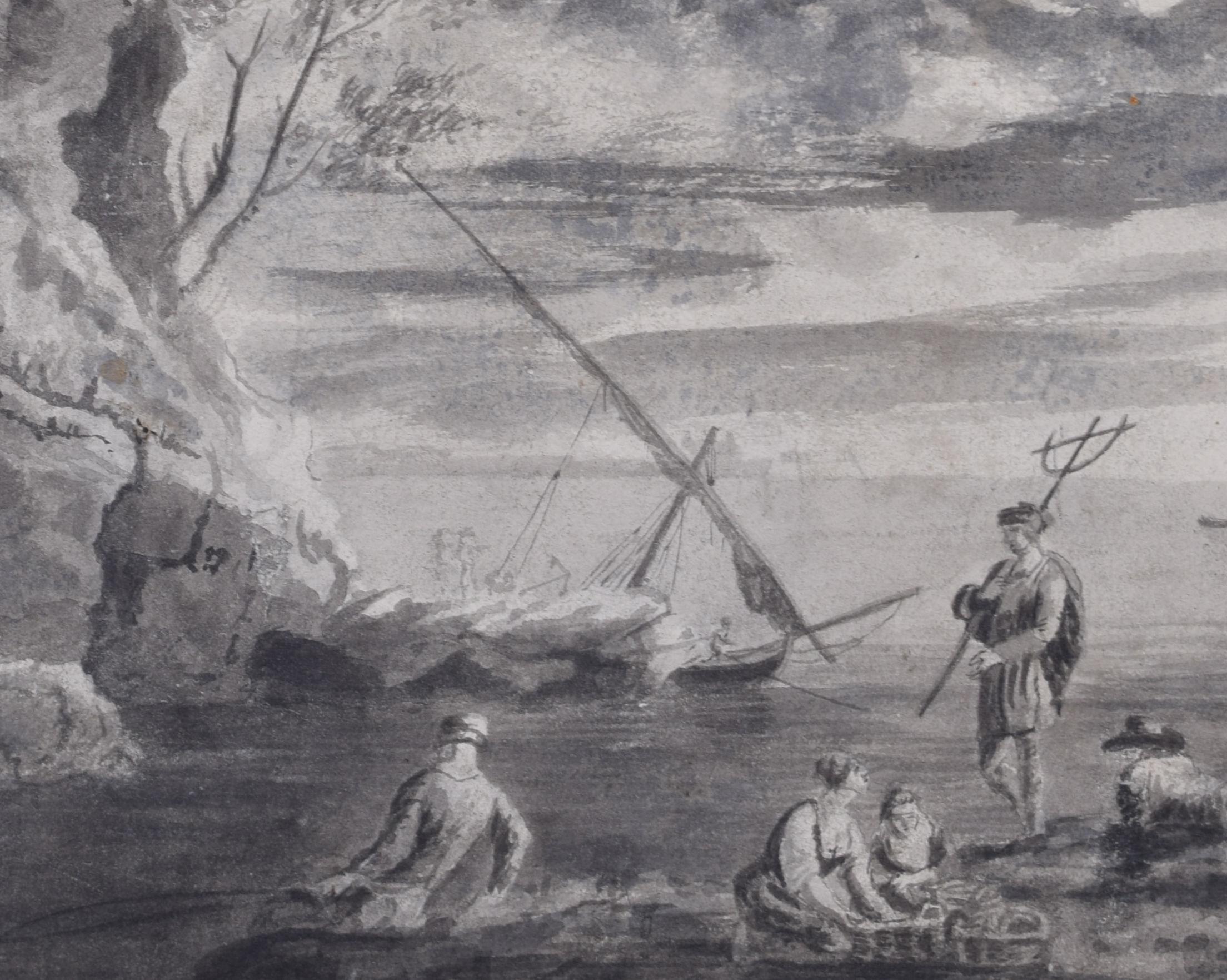 Trident on the Shore Meereslandschaft Zeichnung 19. Jahrhundert John Cantiloe Joy William Joy im Angebot 5
