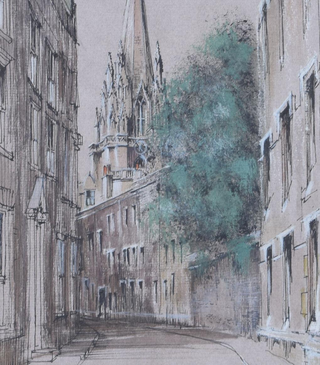 Oriel Street, Oxford watercolour by Ken Messer For Sale 2