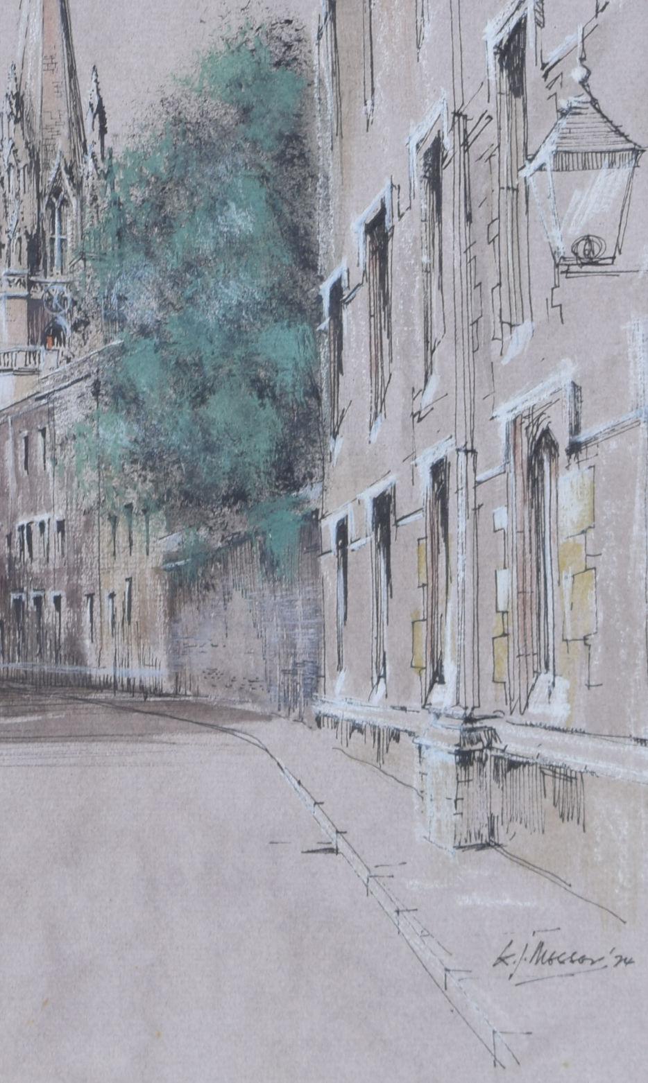 Oriel Street, Oxford watercolour by Ken Messer For Sale 4