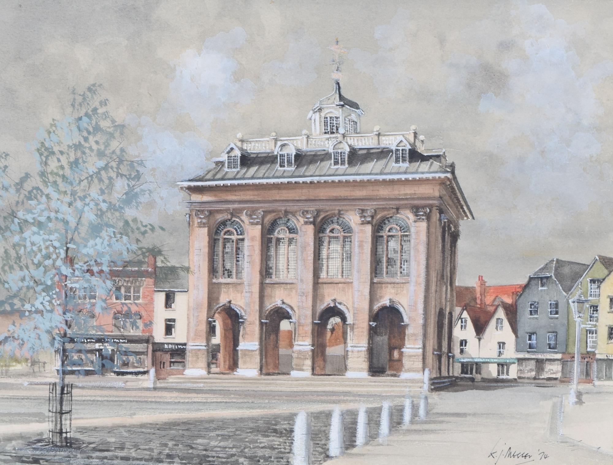 To see our other views of Oxford and Cambridge, scroll down to "More from this Seller" and below it click on "See all from this Seller" - or send us a message if you cannot find the view you want.

Ken Messer (1931 - 2018)
The County Hall, Abingdon