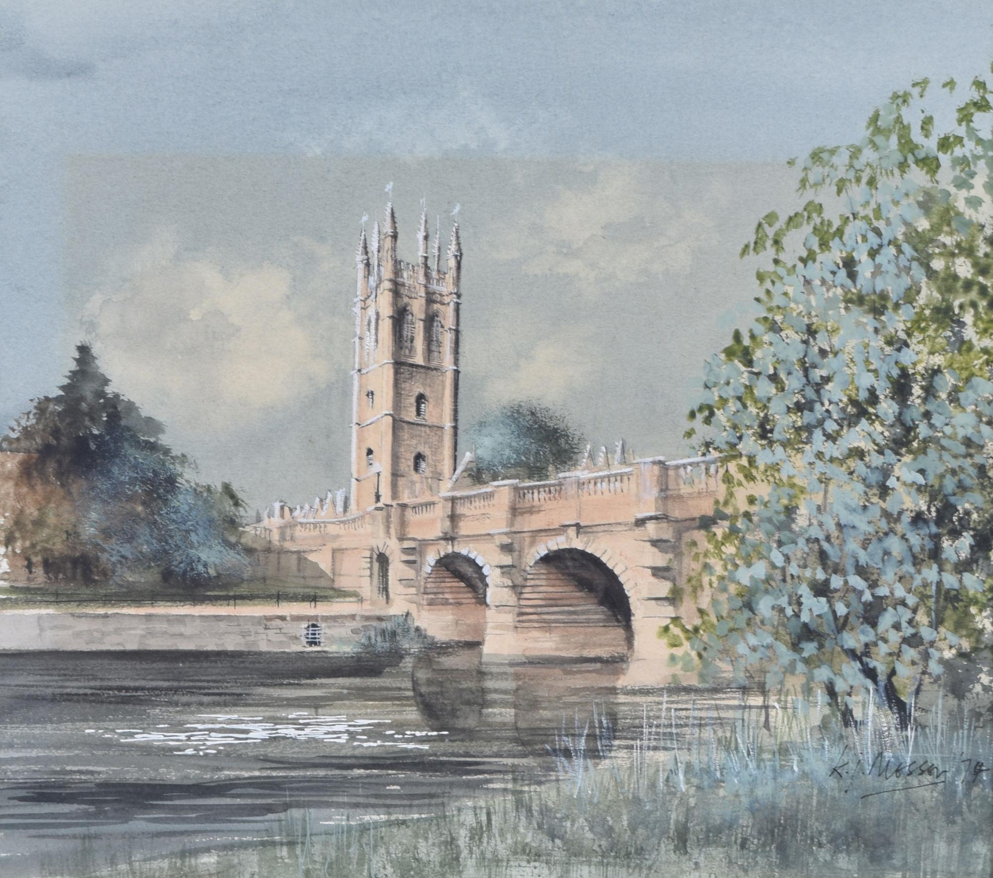 To see our other views of Oxford and Cambridge, scroll down to "More from this Seller" and below it click on "See all from this Seller" - or send us a message if you cannot find the view you want.

Ken Messer (1931 - 2018)
Magdalen Bridge