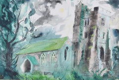 Retro Newchurch, Romney Marsh watercolour by John Piper