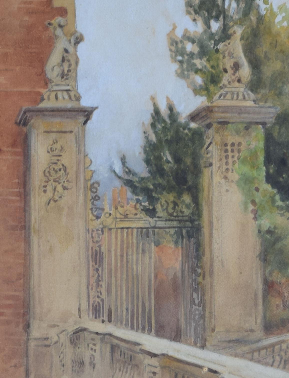 St John's College, Cambridge, Wren Bridge, Aquarell von G F Nicholls im Angebot 1