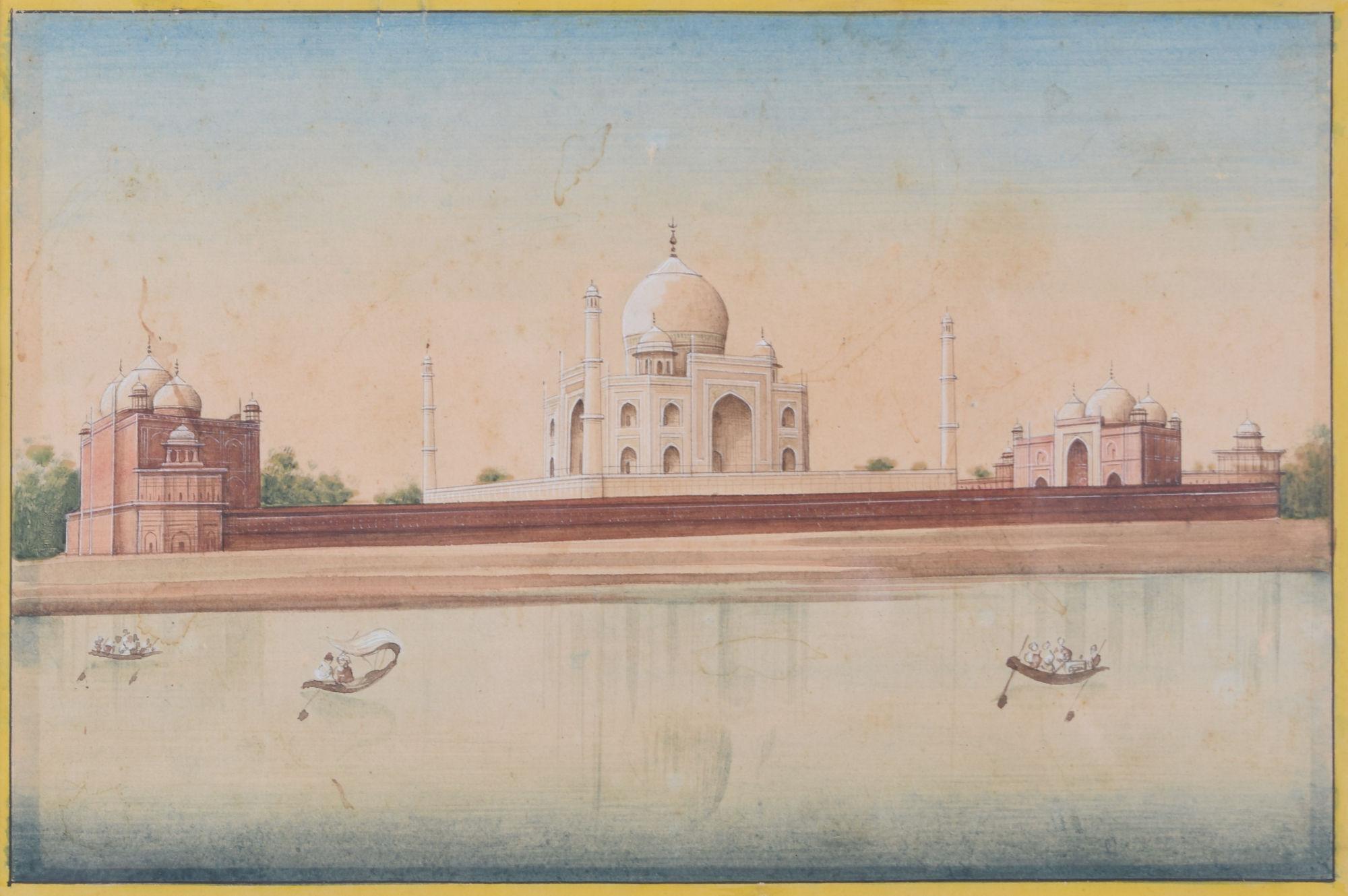 Unknown Landscape Art – Taj Mahal, Indien, Aquarellgemälde