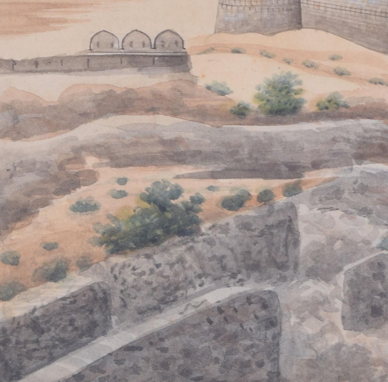 Tughlaqabad Fort, Delhi, Indien, Aquarell – Art von Unknown