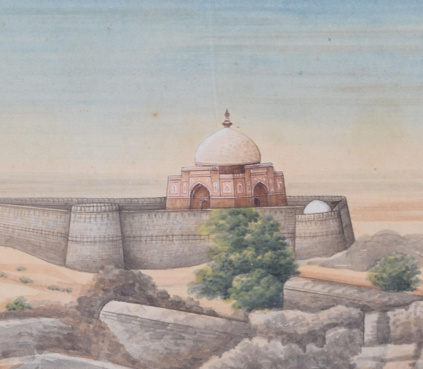 Tughlaqabad Fort, Delhi, Indien, Aquarell im Angebot 1