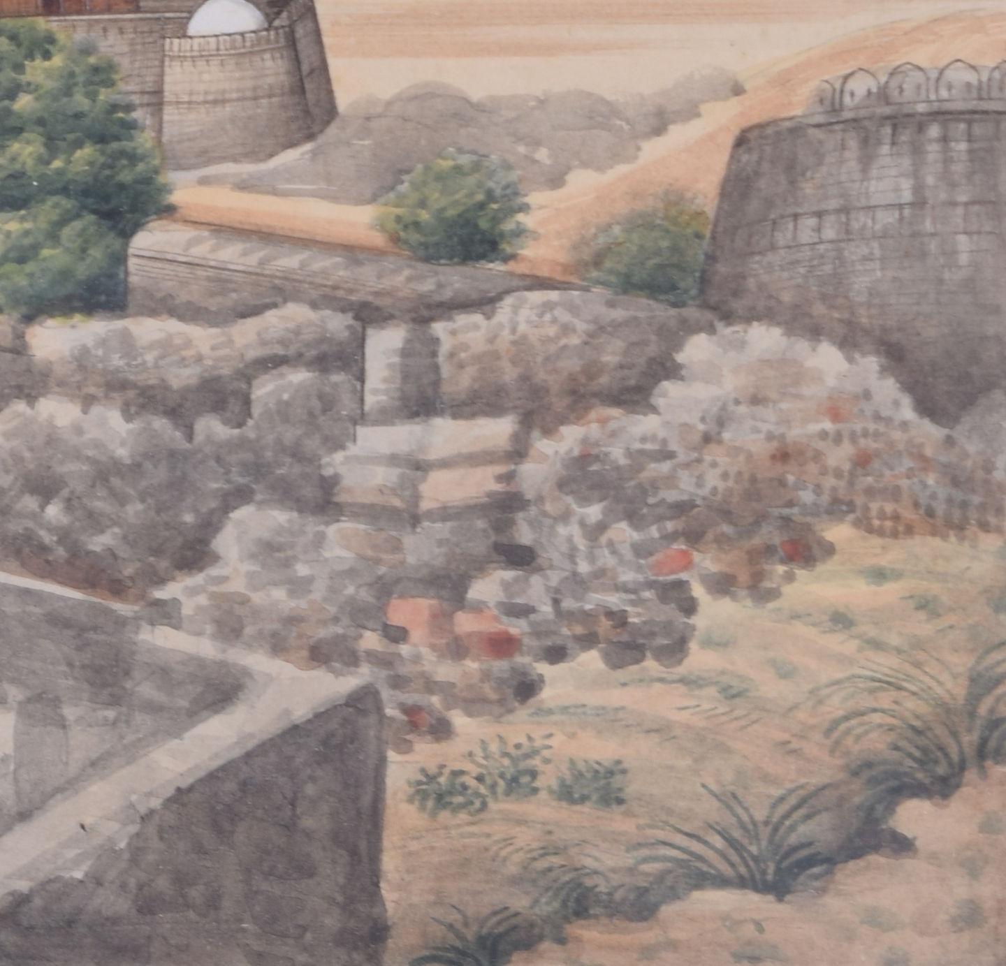 Tughlaqabad Fort, Delhi, Indien, Aquarell im Angebot 2