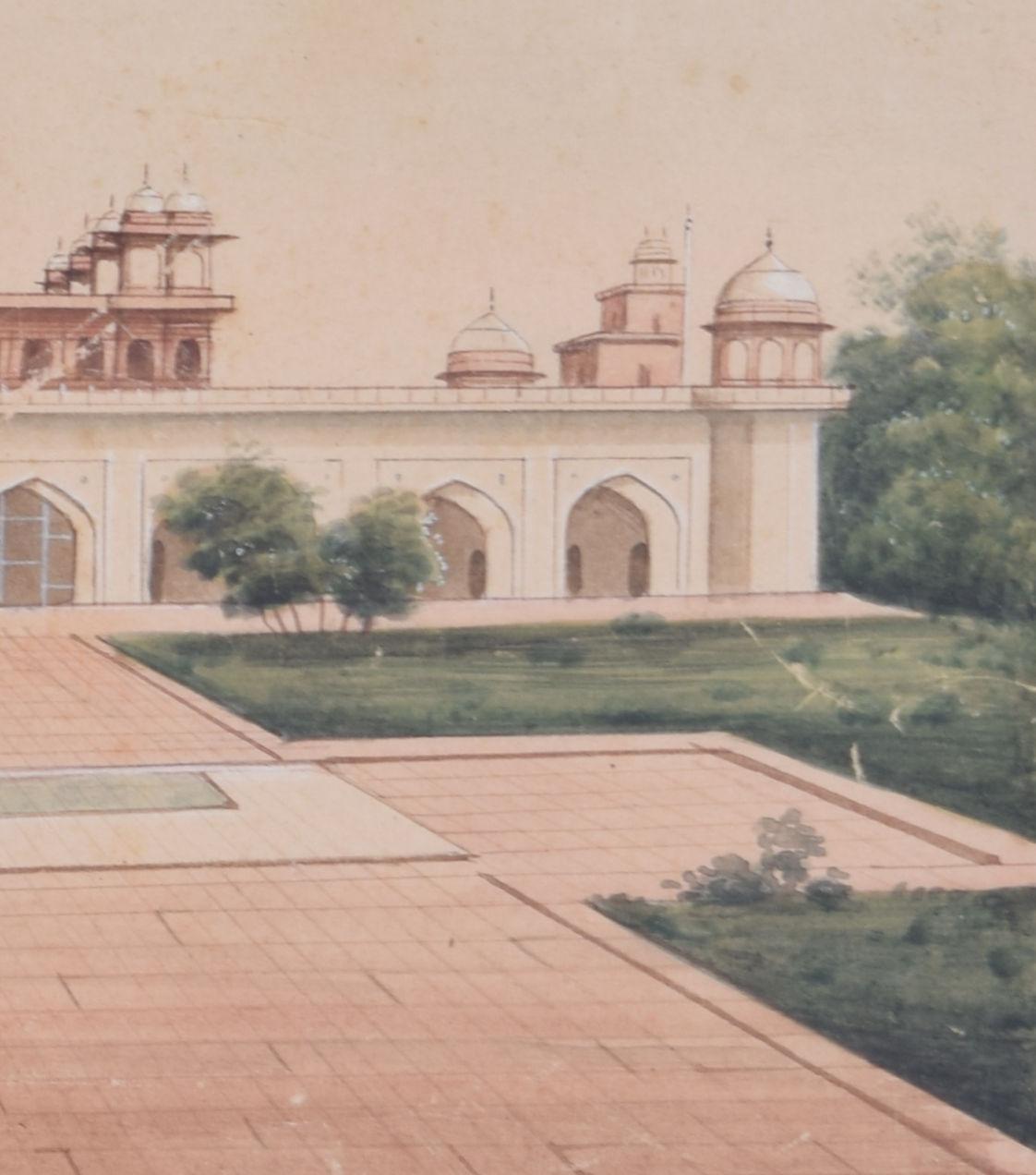 Akbar's Tomb, Agra, Indien, Aquarell im Angebot 1