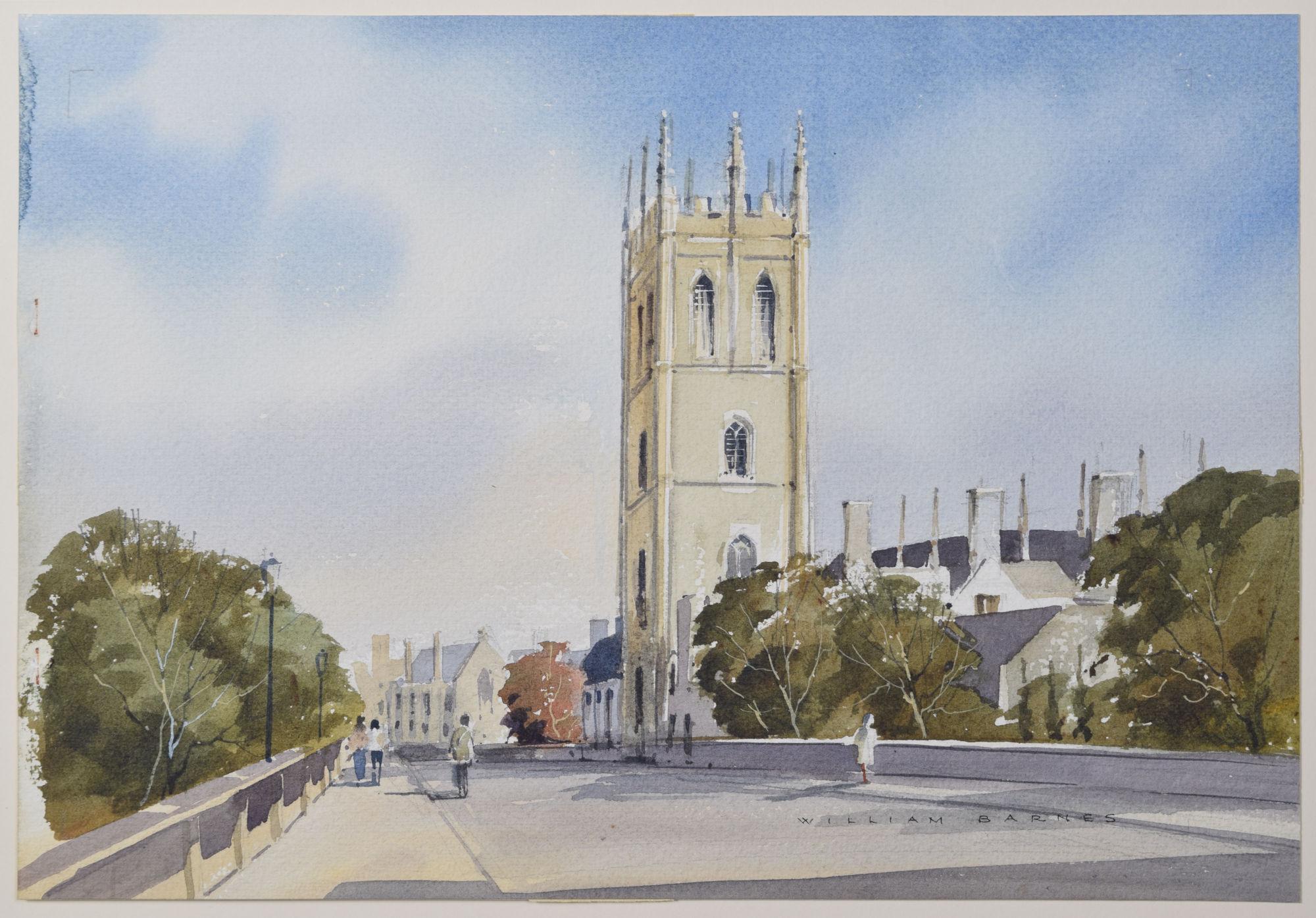 Magdalen Tower, Oxford watercolour by William Barnes For Sale 6