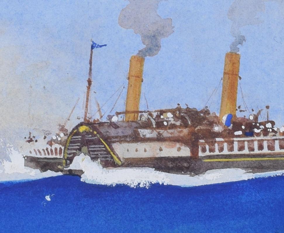 Paddlesteamer-G Gouache-Gemälde von Leslie Carr im Angebot 1