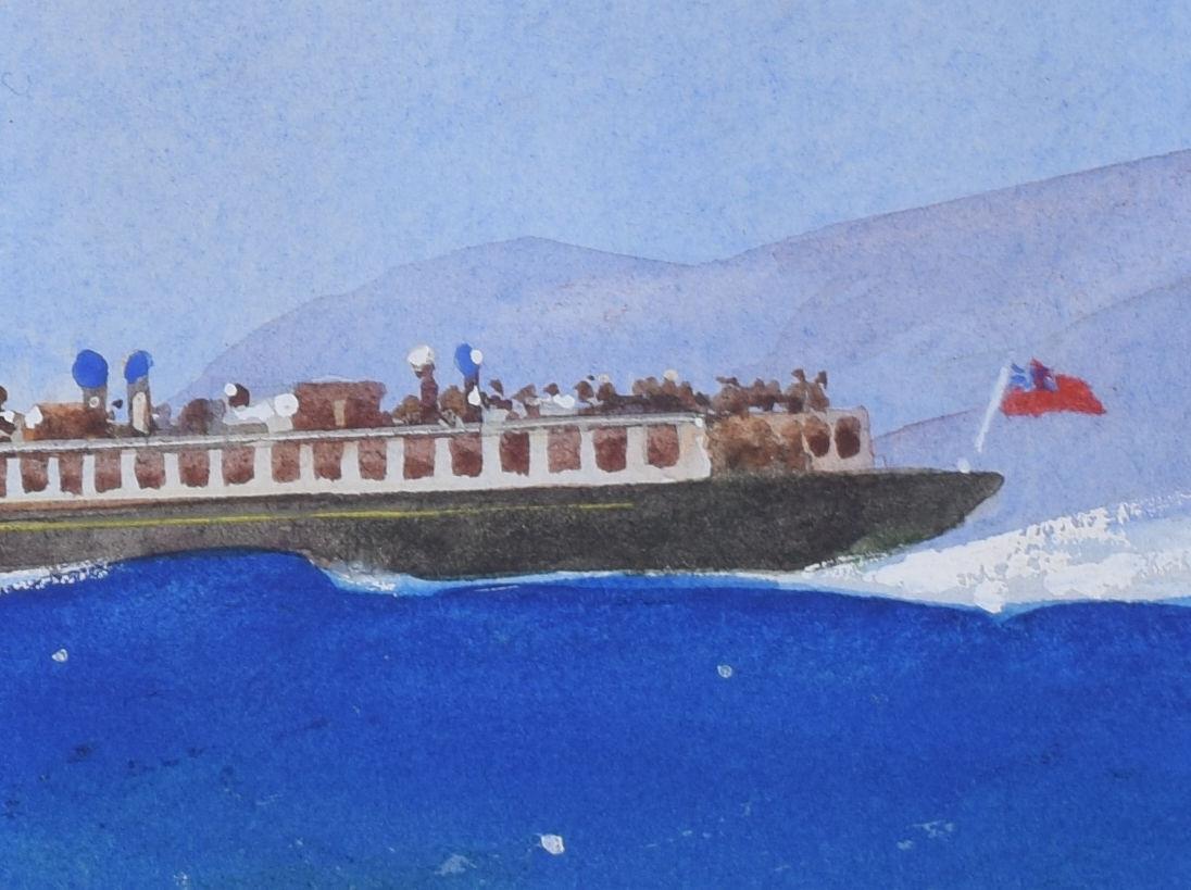 Paddlesteamer gouache painting by Leslie Carr For Sale 2