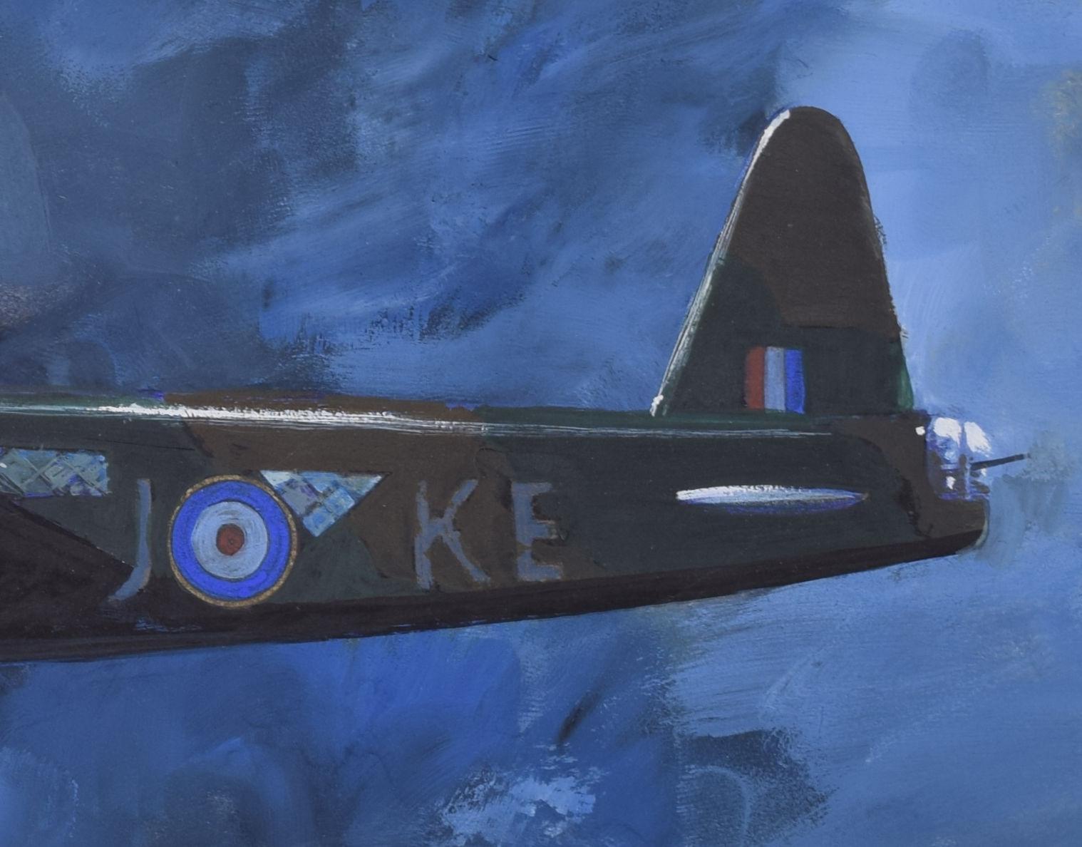 Wellington Bomber WW2 gouache painting by Leslie Carr For Sale 6