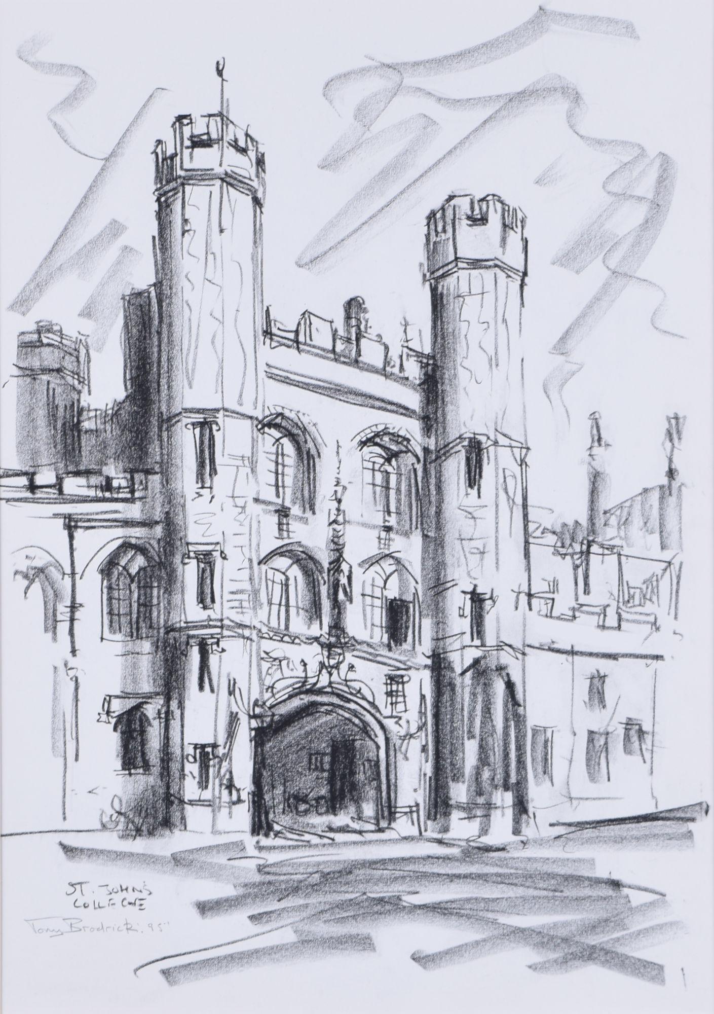 St John's College, Cambridge, Großer Tordruck von Tony Broderick im Angebot 1