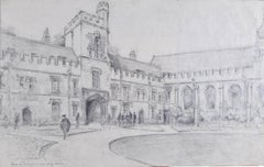 Retro St John’s College, Oxford Front Quad drawing by Bryan de Grineau