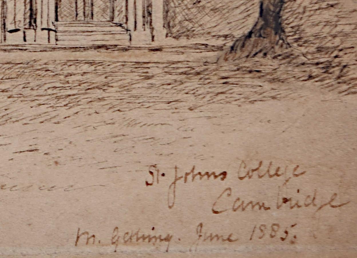 Stift- und Tintenzeichnung des St John's College, Cambridge, 19. Jahrhunderts von Gerling im Angebot 1