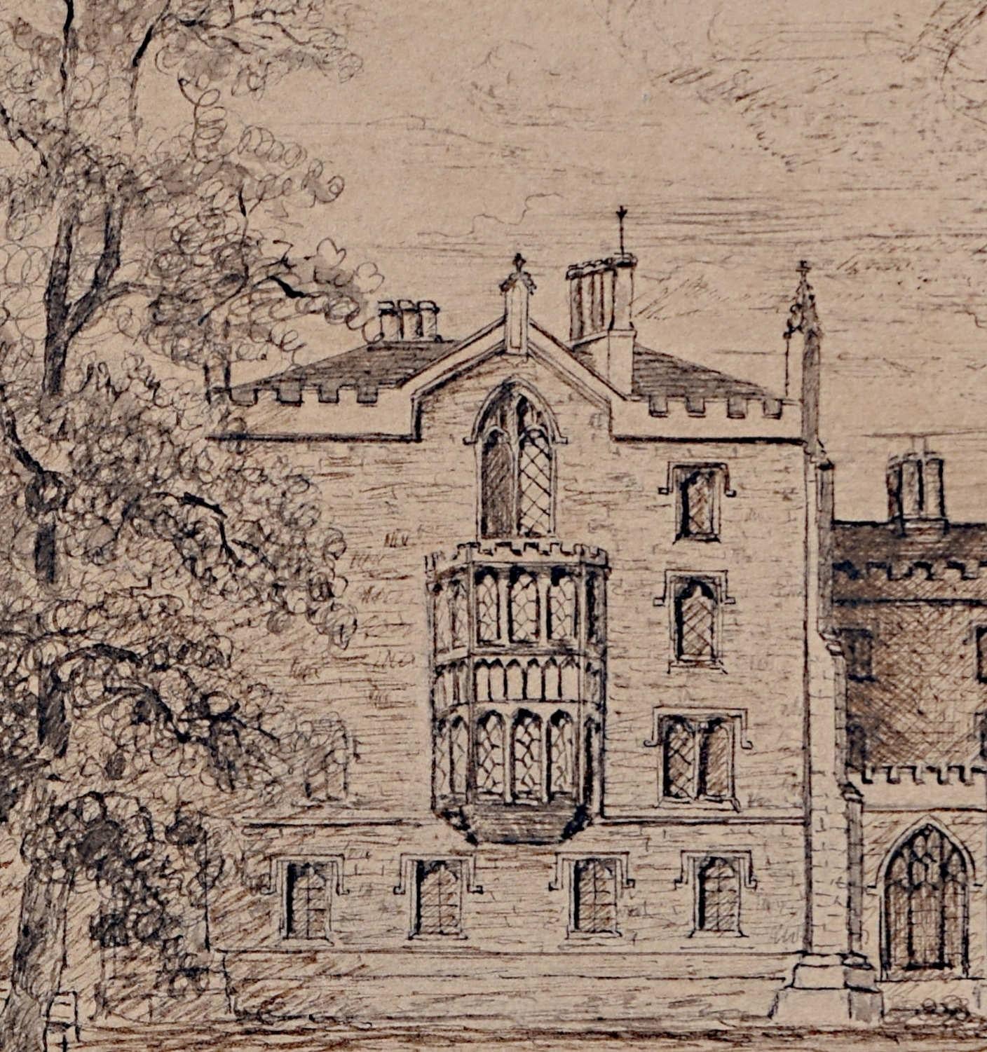 Stift- und Tintenzeichnung des St John's College, Cambridge, 19. Jahrhunderts von Gerling im Angebot 3