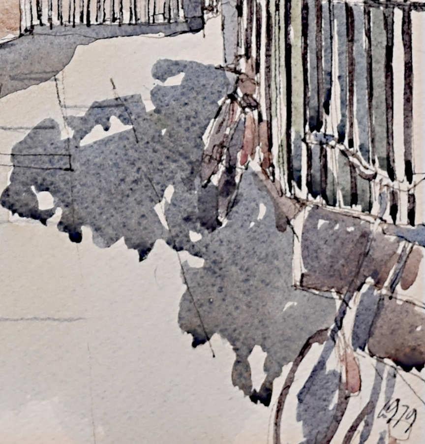 Free School Lane, Cambridge watercolour by Philip Martin For Sale 2