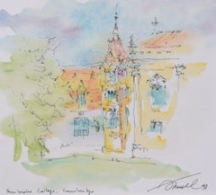 Pembroke College, Cambridge watercolour vignettes