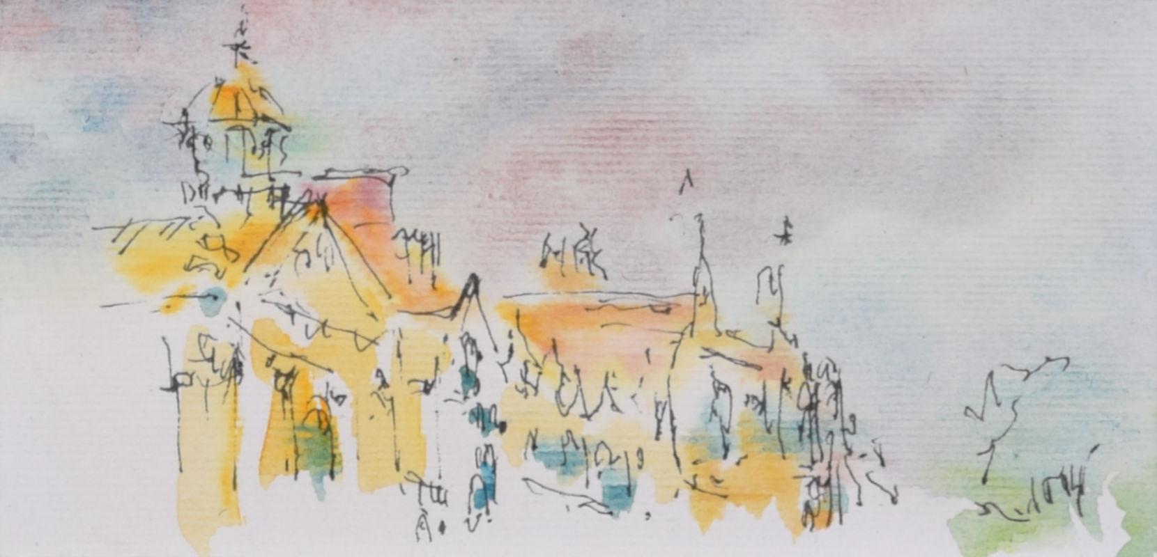 Pembroke College, Cambridge watercolour vignettes For Sale 2