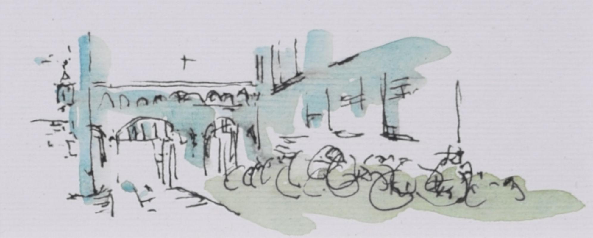 Pembroke College, Cambridge watercolour vignettes For Sale 4