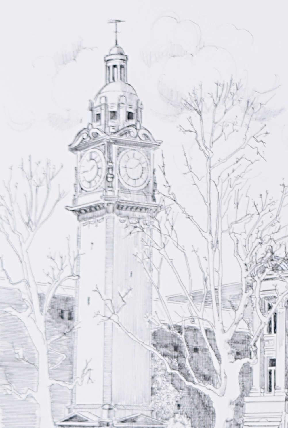 Queen Mary Westfield College University of London dessin de Marian Bunzl c.1995 en vente 1