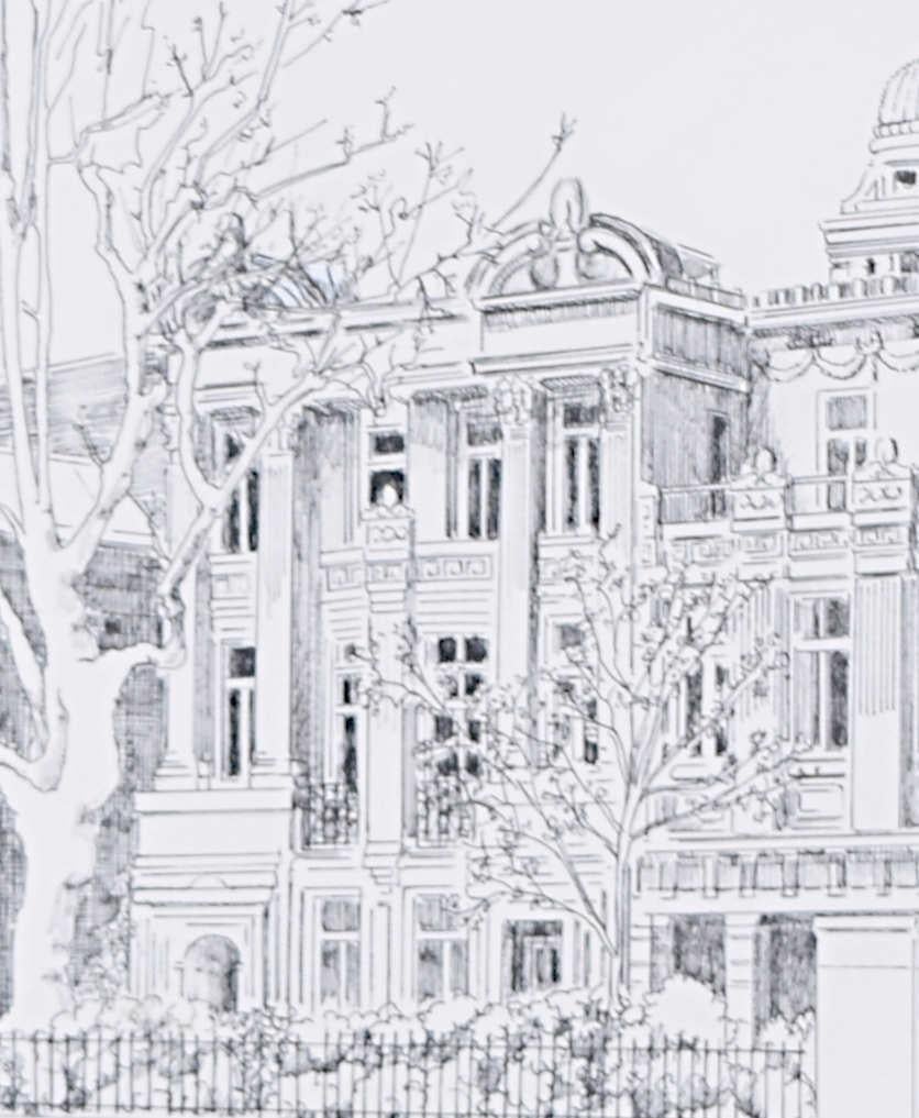 Queen Mary Westfield College University of London dessin de Marian Bunzl c.1995 en vente 3