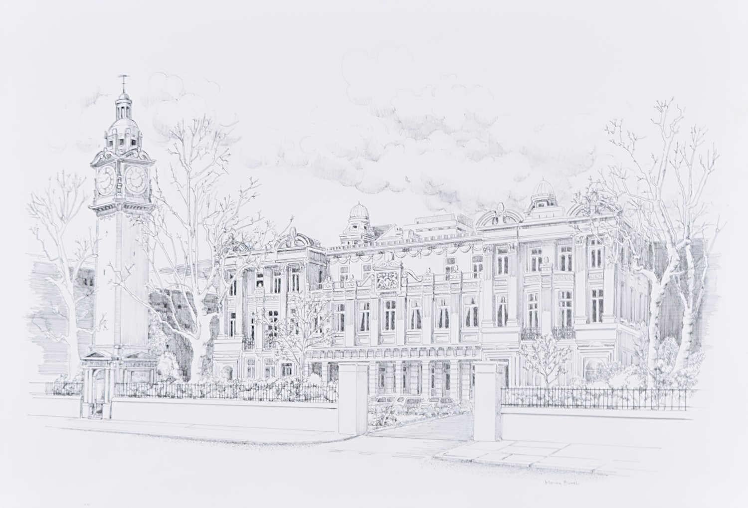Queen Mary Westfield College University of London dessin de Marian Bunzl c.1995 en vente 6
