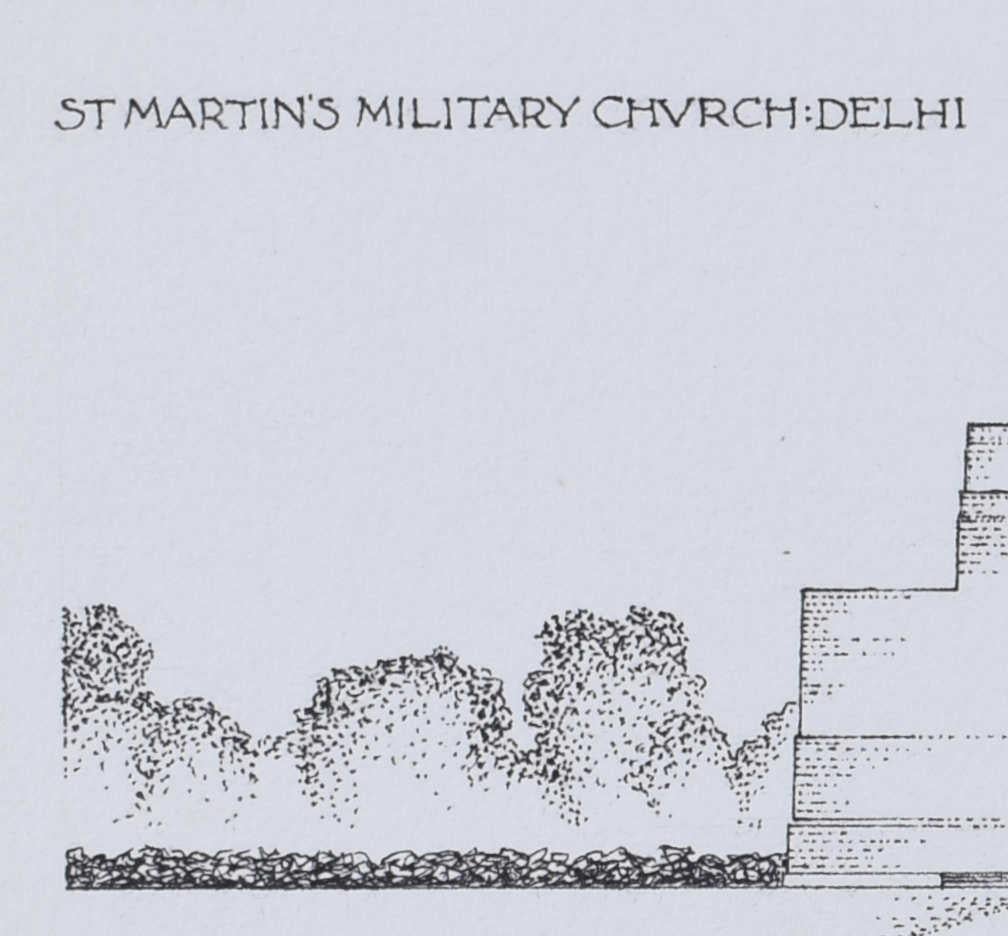 Card de Noël 1975 - église militaire St Martin's, Delhi - Minimaliste Art par Gavin Stamp