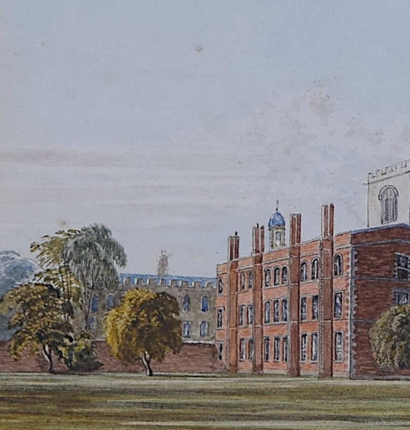 Ein Cricketspiel am Jesus College Cambridge, Aquarell von George Pyne im Angebot 2
