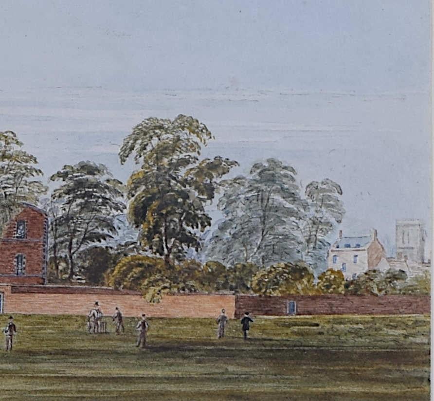 Ein Cricketspiel am Jesus College Cambridge, Aquarell von George Pyne im Angebot 3