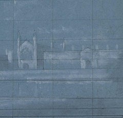 Study for Clare College Cambridge, with King's College