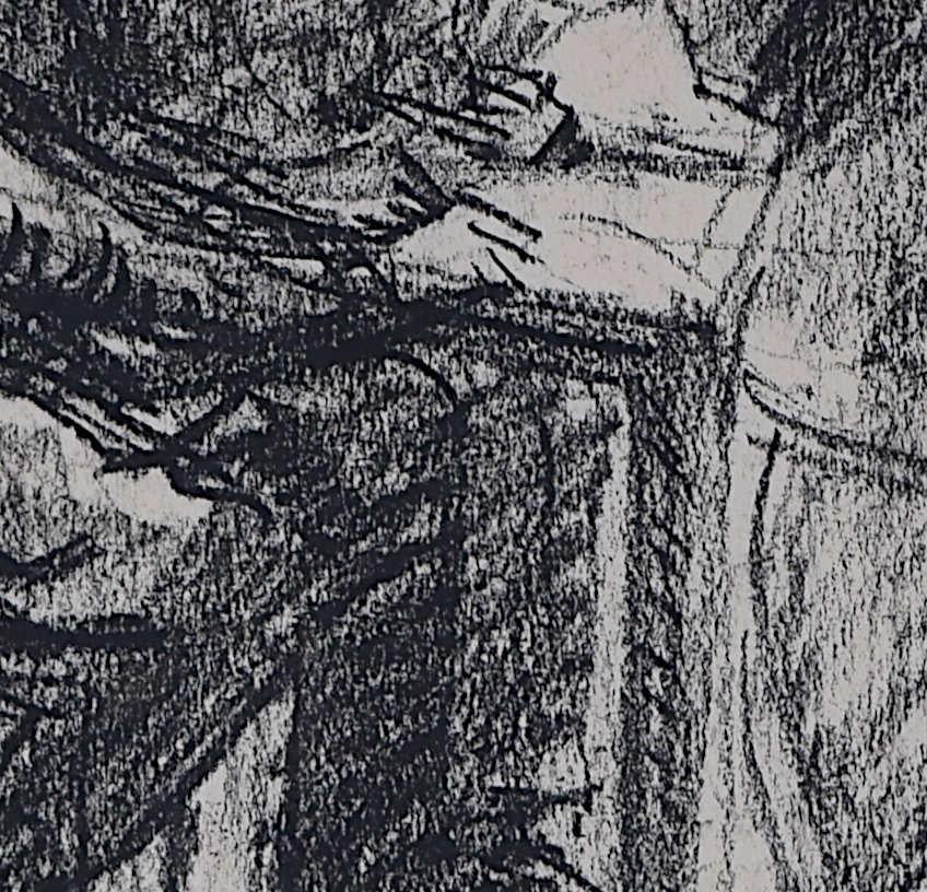 Soldiers Waiting, charcoal drawing by Hubert Finney For Sale 4