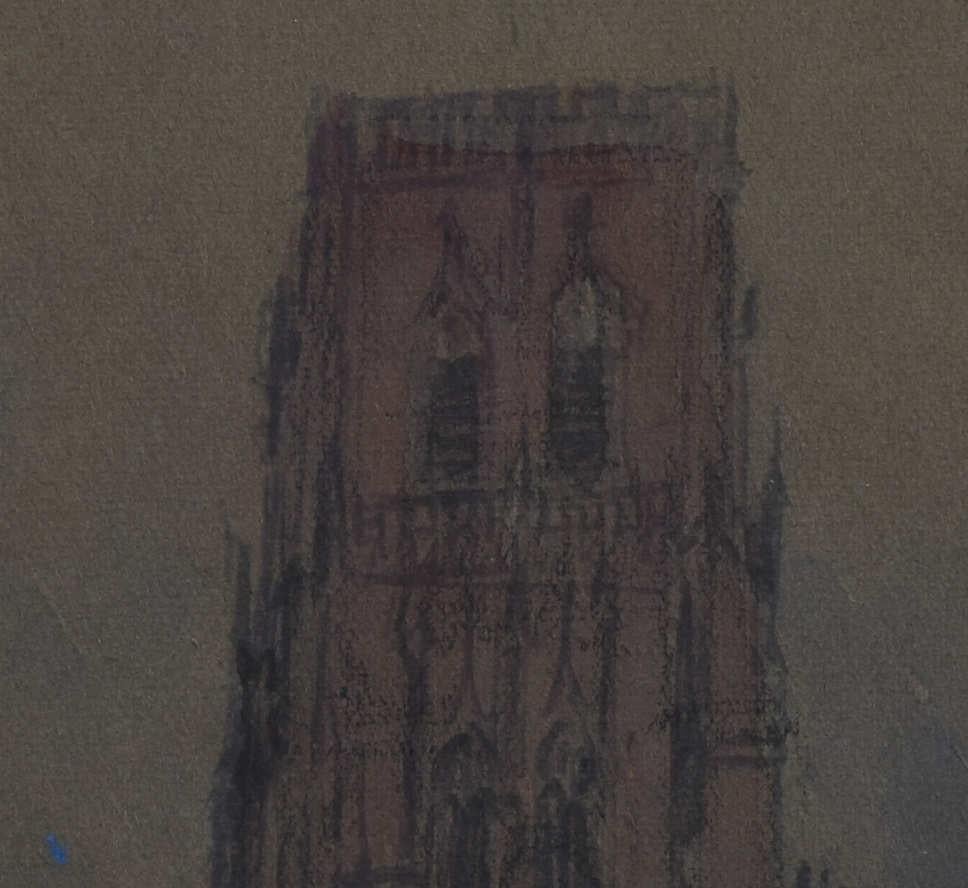 Durham Cathedral, view from Palace Green, watercolour by Sir Albert Richardson For Sale 1
