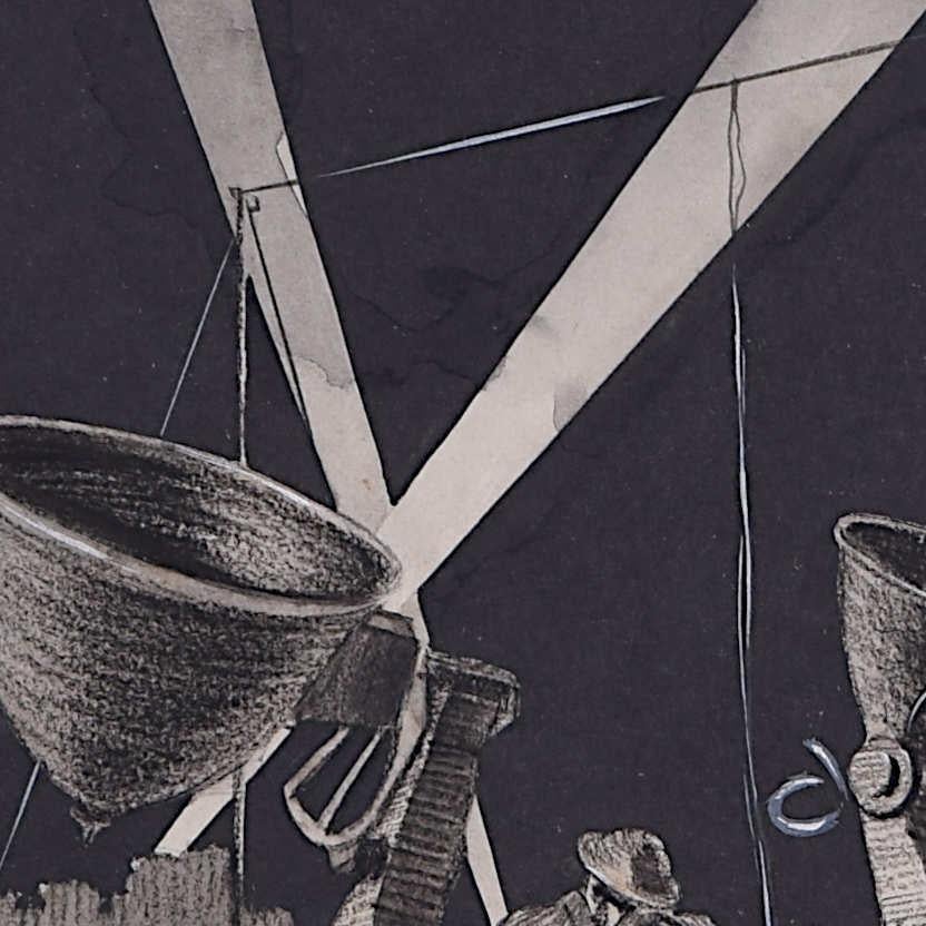 Zeichnung aus dem Zweiten Weltkrieg, searchlight-Batterie (Realismus), Art, von Vivian Bewick