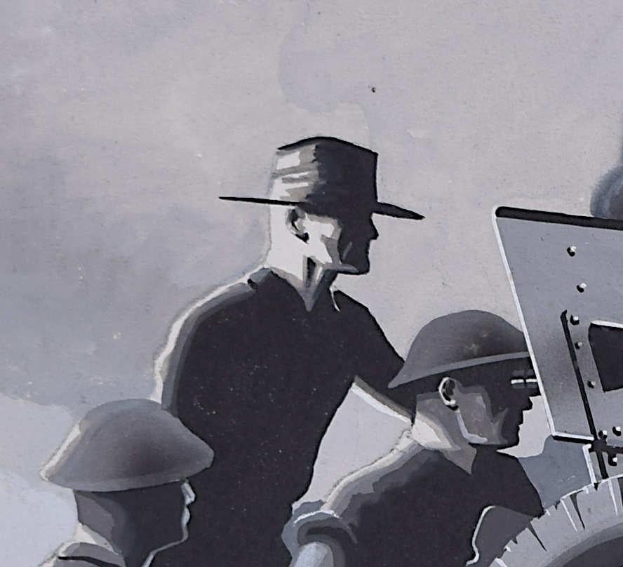 Second World War painting, Anti-Tank Gun in Action - Art by Vivian Bewick